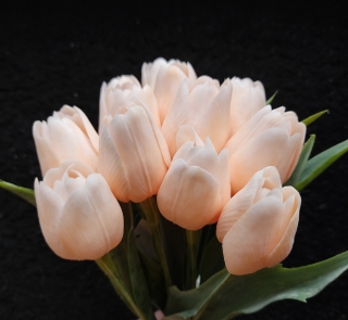 Tulipán s listem Light Peach, 43 cm - dekorace