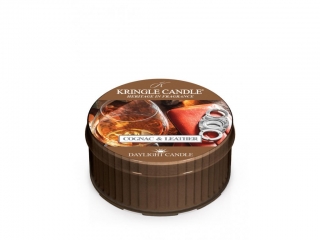 Kringle Candle – Daylight vonná svíčka Cognac & Leather, 42 g
