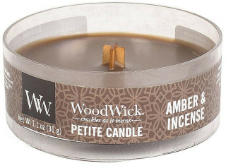WoodWick - vonná svíčka petite Amber & Incense, 31 g