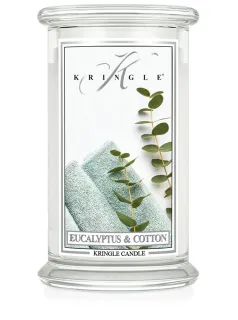 Kringle Candle - vonná svíčka velká, Eucalyptus & Cotton,  624 g